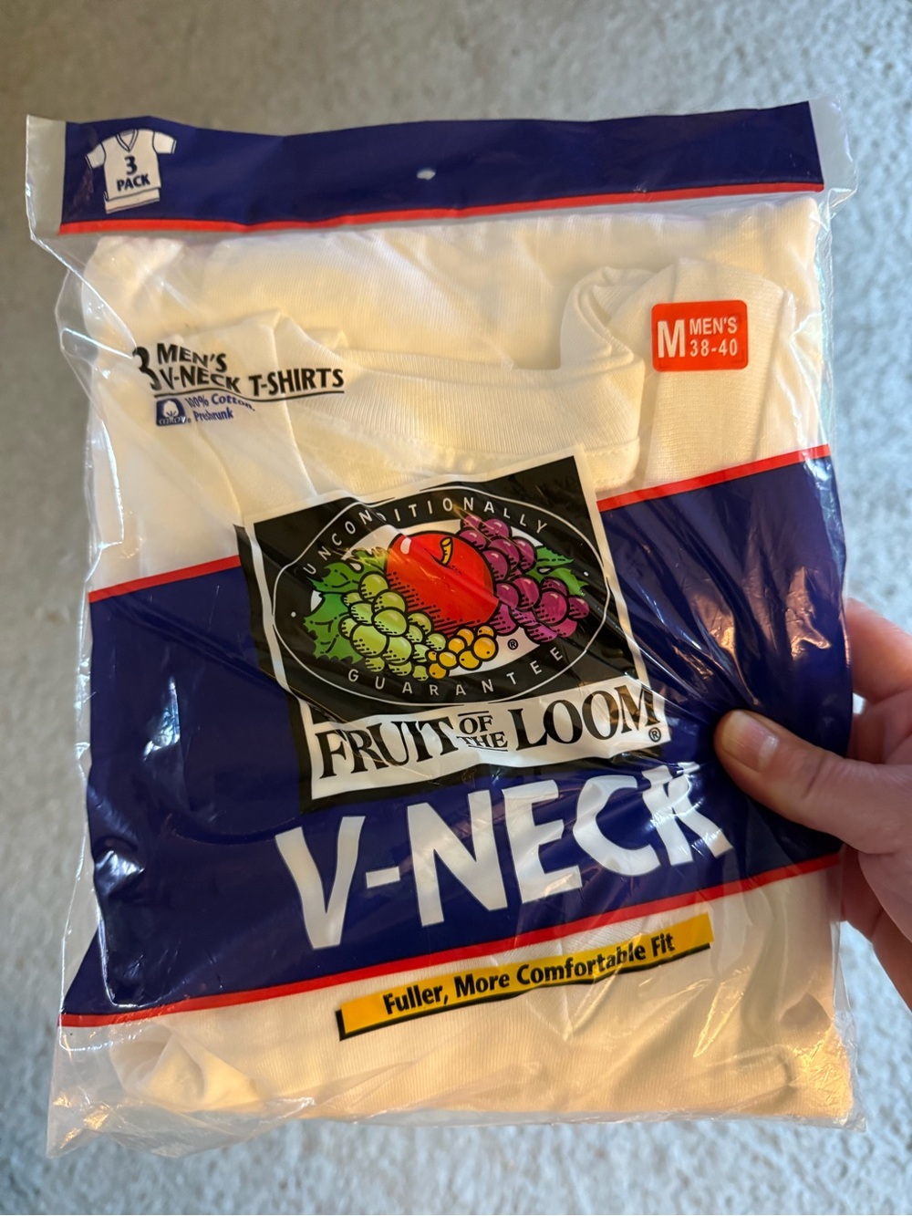 Fruit of the Loom 3 Pack Mens V-Neck T-Shirts Vintage 90s NWT 1996 Medium 38-40
